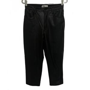Abercrombie & Fitch Women's Black Leather Ankle Straight Pants